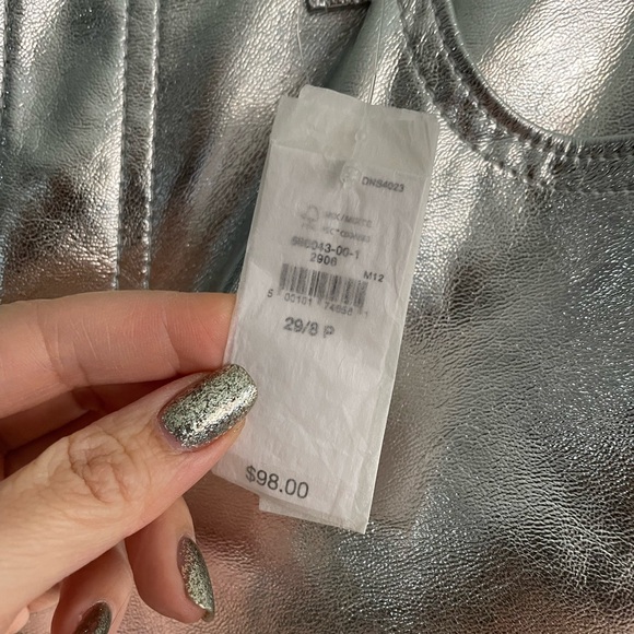 Petite GAP Cheeky Straight High Rise Pants 29P / 8P - Metallic Silver - Picture 4 of 5